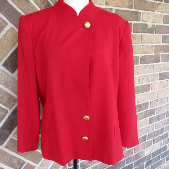 Kasper Size 14 Red 100% Wool Lined jacket - Picture 1 of 7